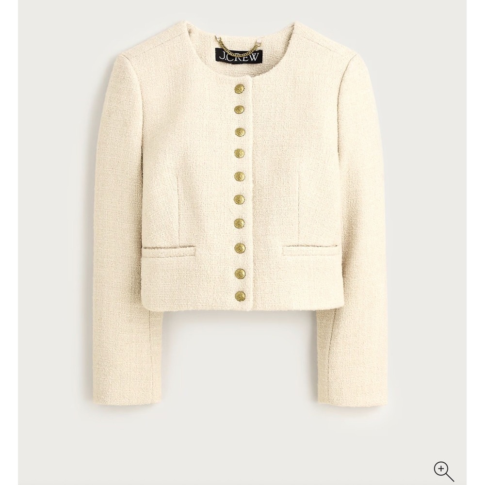 J.CREW Ivory Tweed "Brigette"‎ Lady Cropped Jacket Sz 24